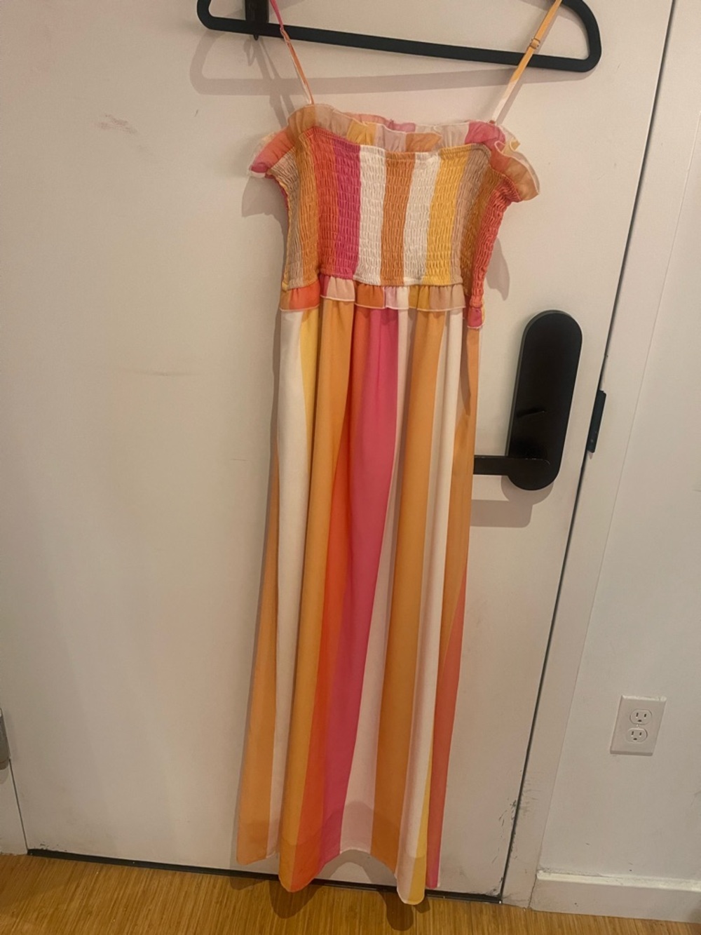 Pink Lily Striped Midi Dress in Pink, Yellow & Cream